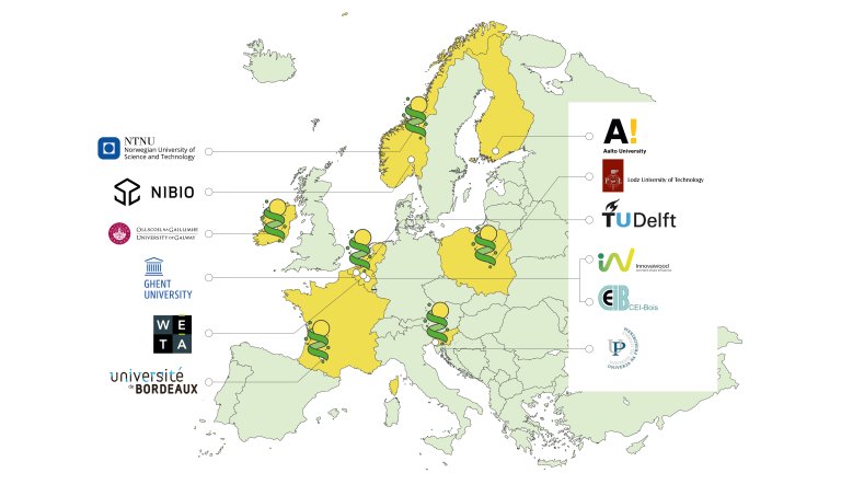 Partnarane i WoodStock kjem frå ein rekke europeiske land. Illustrasjon: WoodStock
