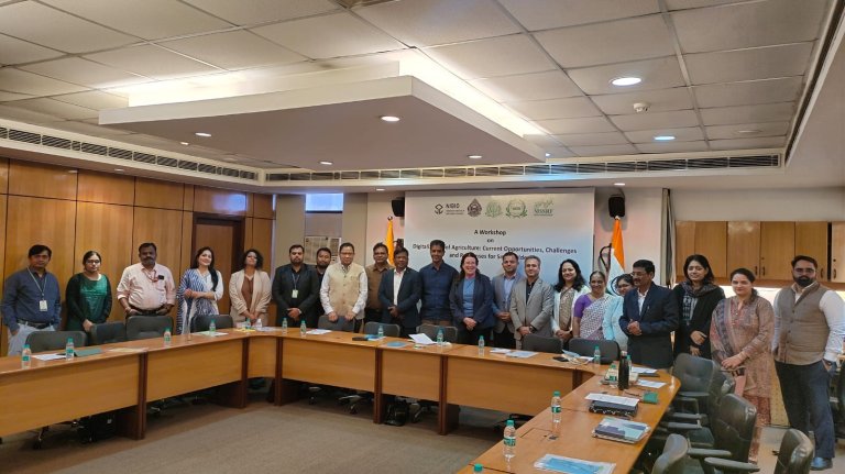 16 public and private agencies working in the South Asian region participated in the Resilience hosted workshop "Digitalisation and AI in Agriculture: Opportunities, challenges and responses/relevance for smallholder farmers". The workshop took place in Delhi, India on March 4th. Photo: Resilience