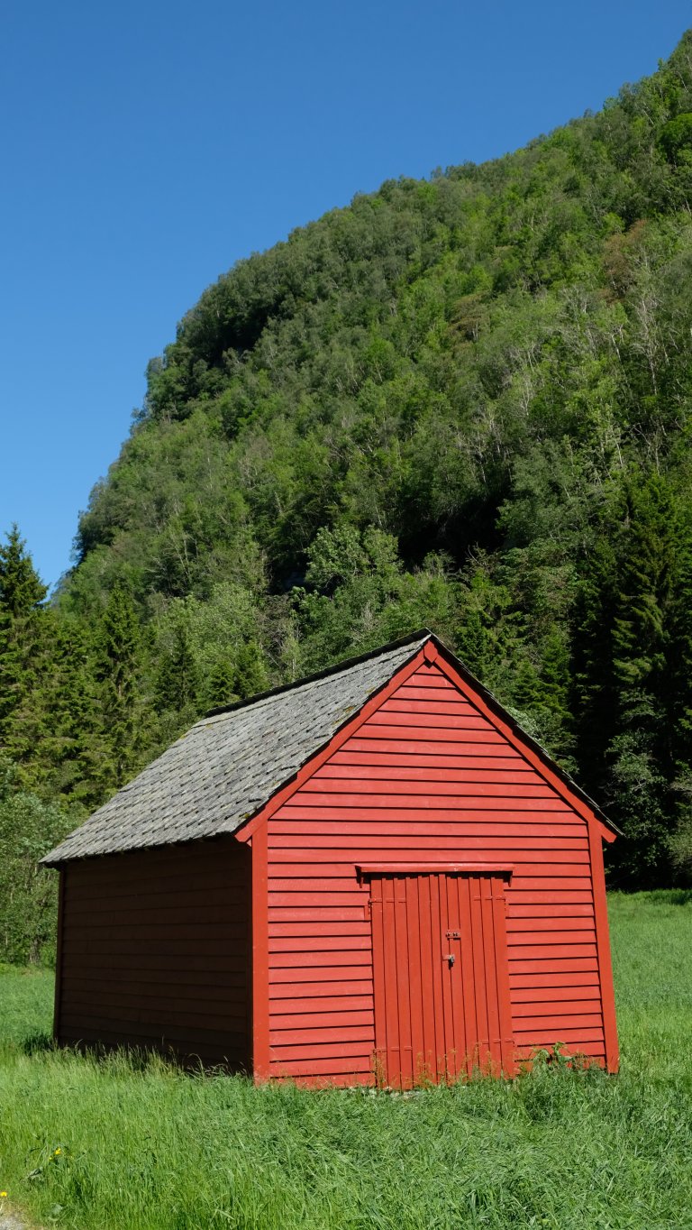 Typisk for vestlandsk jordbrukslandskap, ei uteløe i slåtteeng nokre kilometer frå heimegarden_Foto Kjersti Kildahl.JPG