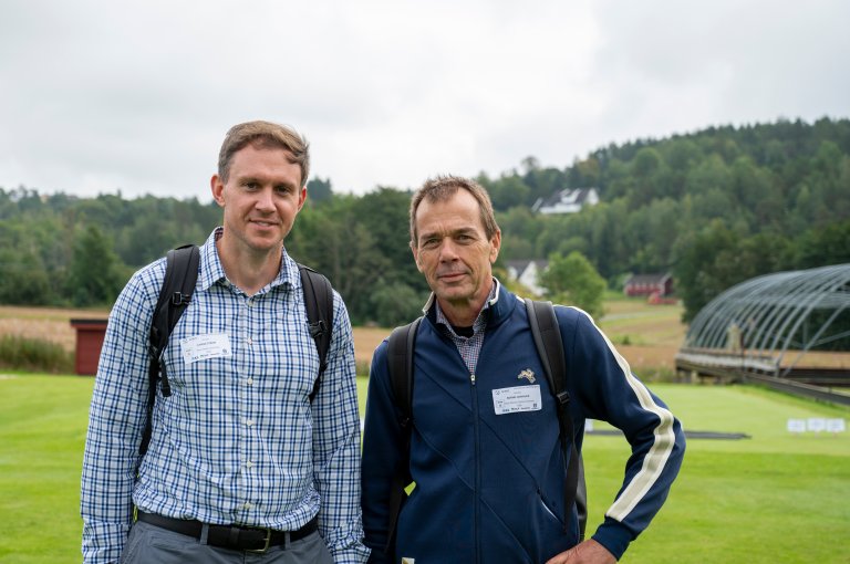 Chase Straw, førsteamanuensis ved Penn State University i Pennsylvania og professor Bernd Leinauer fra Universitetet i New Mexico holdt viktige foredrag om vannforvaltning av golfbaner. Foto: Lars Sandved Dalen, NIBIO