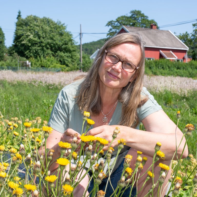 NIBIO-forskar Ellen Johanne Svalheim vil bidra til at alle blir litt meir kjent med dei viktige markblomane som veks naturlig rundt oss. Foto: Anette Tjomsland Spilling