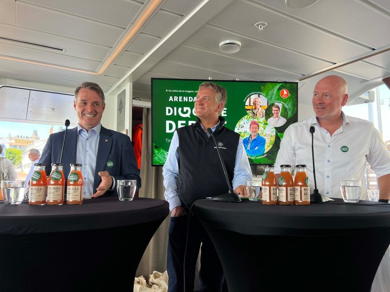Topplederne er opptatt av å gi folk flest muligheten til å spise mer og bedre frukt og grønt – fra venstre Ivar Horneland Kristensen (NIBIO), Kai Knutsen (Gartnerhallen) og Bent Andersen (Bama). Foto: Anette Tjomsland Spilling